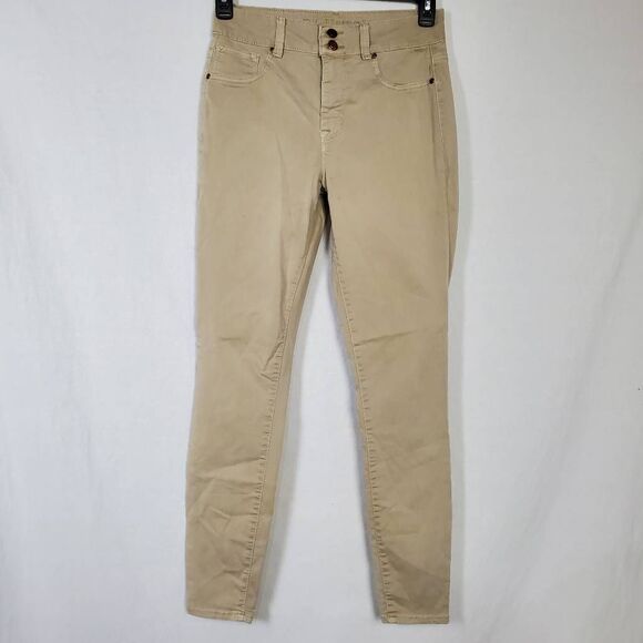 Maurices M Jeans High Rise Skinny Pants Women’s Size Medium Long Khaki Tan Stret - Picture 1 of 7